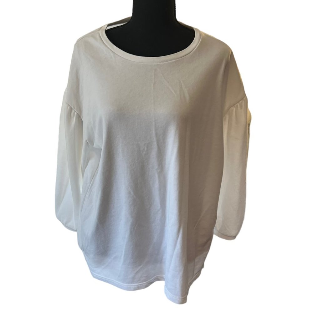 Old Navy Womens Blouse Pullover 3/4 Sleeve Solid White XL
